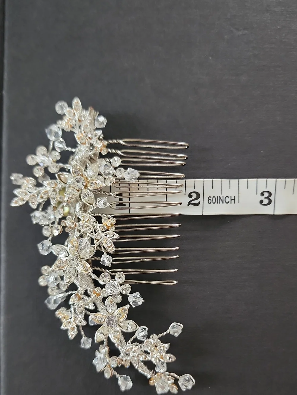Silver Crystal Floral Bridal Wedding Hair Comb Rhinestone Hair Piece OS